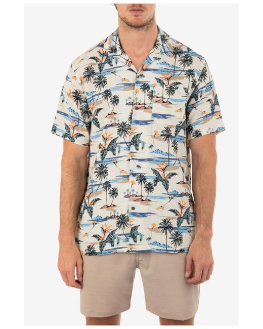 Hurley Blue Linen Rincon Camp Short Sleeves Shirt for men