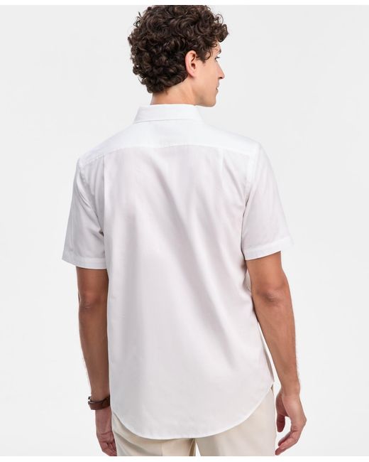 Club Room White Textured Short-sleeve Shirt for men
