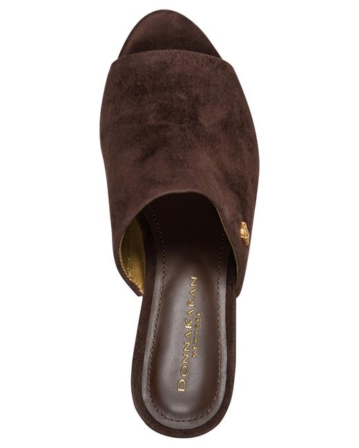 Donna Karan Brown Wedge Mules