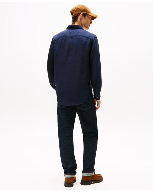 Tommy Hilfiger Blue Pigment-dyed Linen Shirt for men