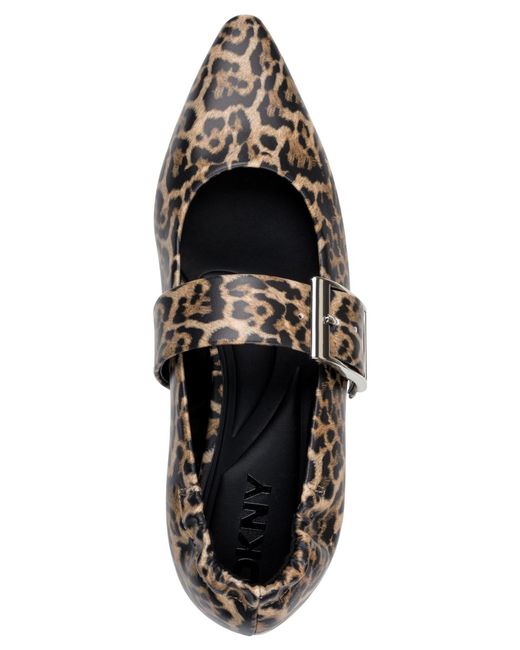 DKNY Black Cormic Pointed Toe Ballet Flat With Belt Strap