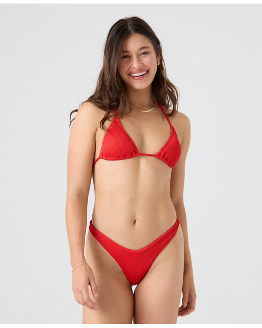 Roxy Red Rib V-neck Bikini Top