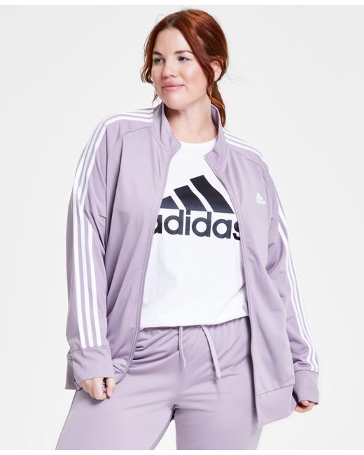 adidas 3-stripe Tricot Track Jacket in White | Lyst