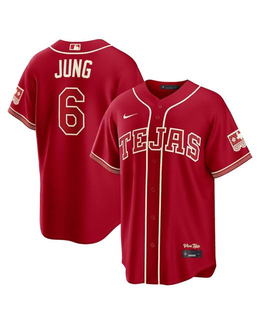 Nike Josh Jung Texas Rangers 2026 City Connect Stadium Jersey in Red ...