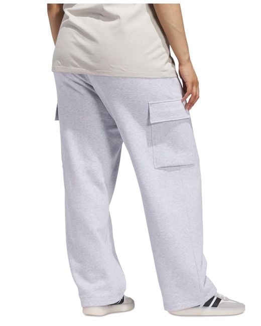Adidas Gray Plus Size Essentials Fleece Logo Cargo Pants