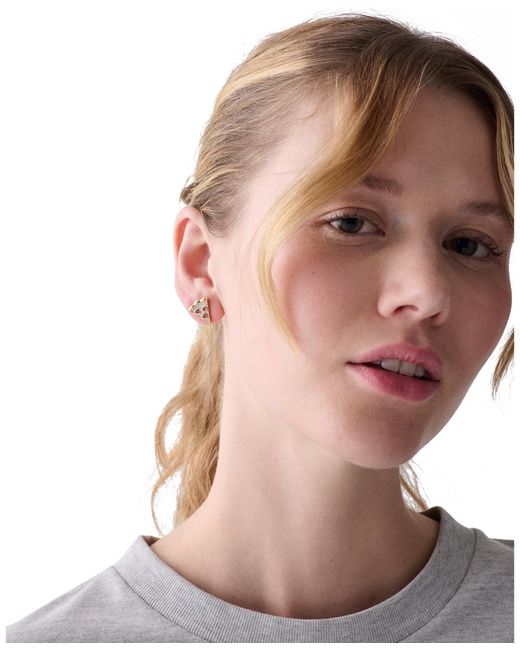 Kate Spade White Cubic Zirconia Pizza My Heart Stud Earrings