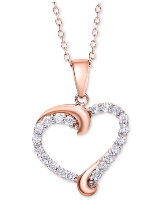 Macy's White Diamond Swirl Heart Pendant Necklace (1/2 Ct. T.w.