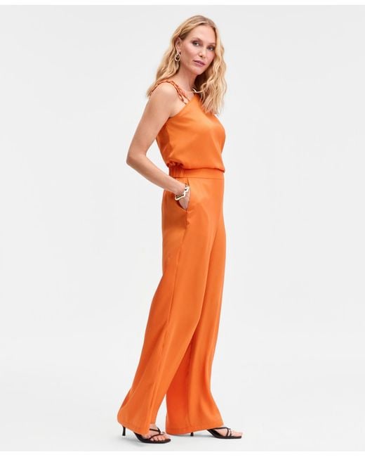 INC International Concepts Orange High-rise Satin Palazzo Pants