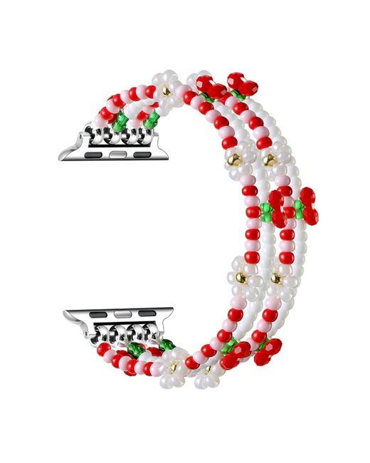 The Posh Tech White Cherry Beaded Band For Apple Watch