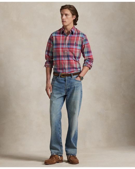 Polo Ralph Lauren Red Classic-fit Plaid Oxford Shirt for men