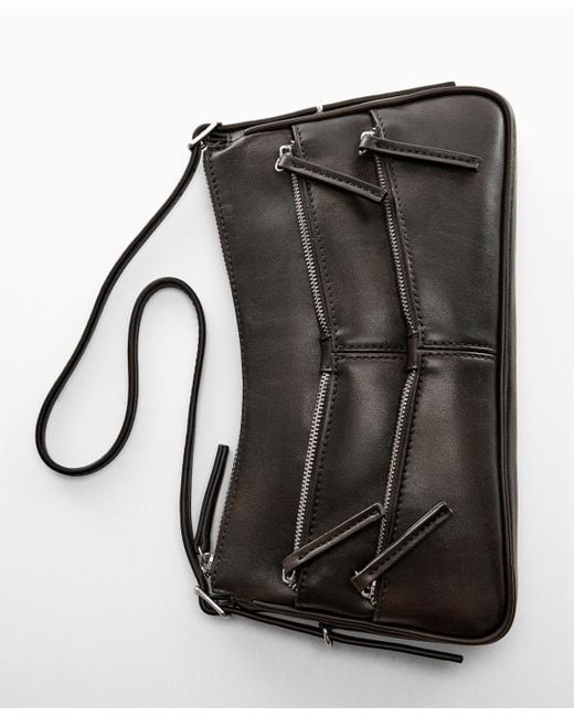Mango Black Zip-detail Shoulder Bag