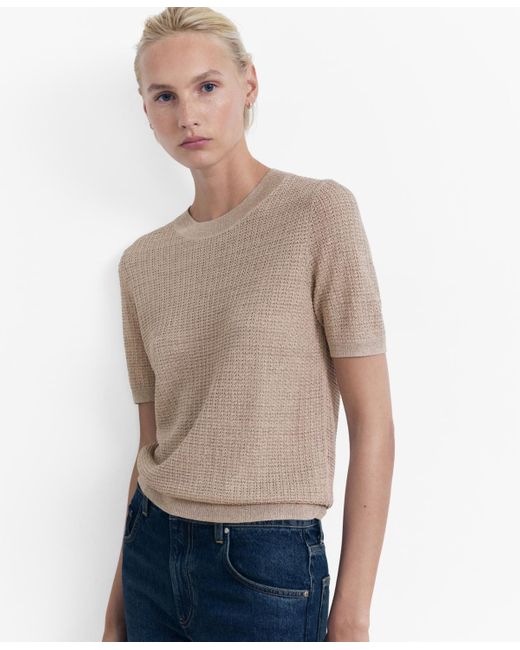 Mango Gray Short-sleeved Lurex Sweater