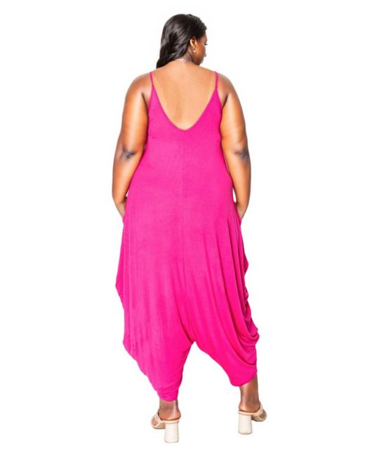 L I V D Pink Plus Size Quinn Pocket Tulip Bottom Jumpsuit