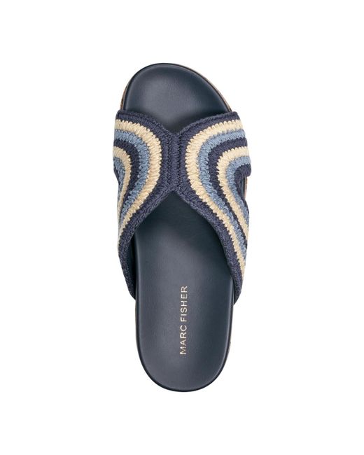 Marc Fisher Blue Erim Woven Slip-on Flatform Sandals