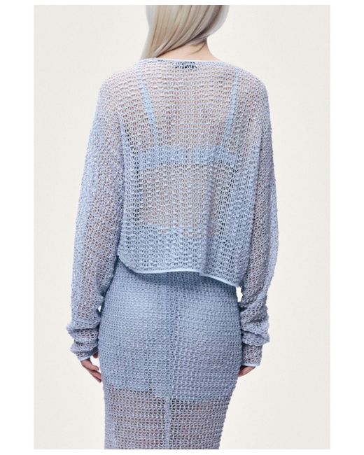 Nocturne Blue Wrap Mesh Blouse