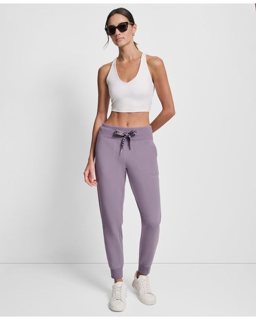 DKNY Purple Sport Logo-drawstring High-rise joggers
