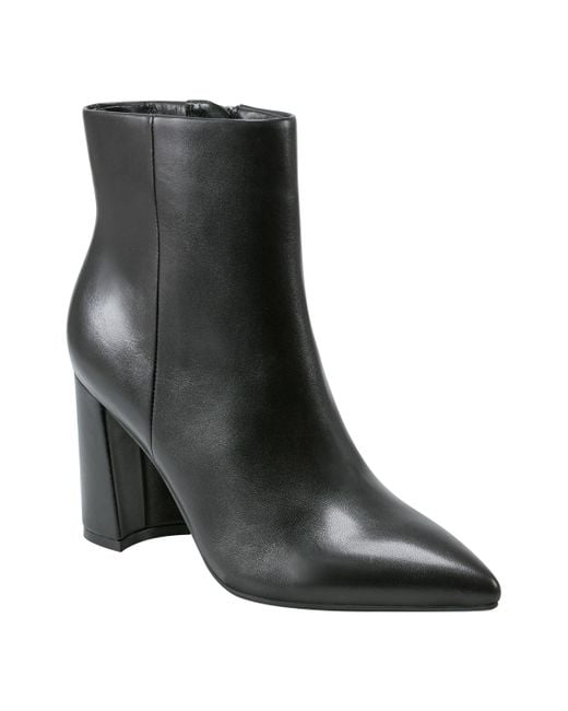 Marc Fisher Black Gaylen Block Heel Pointy Toe Dress Booties