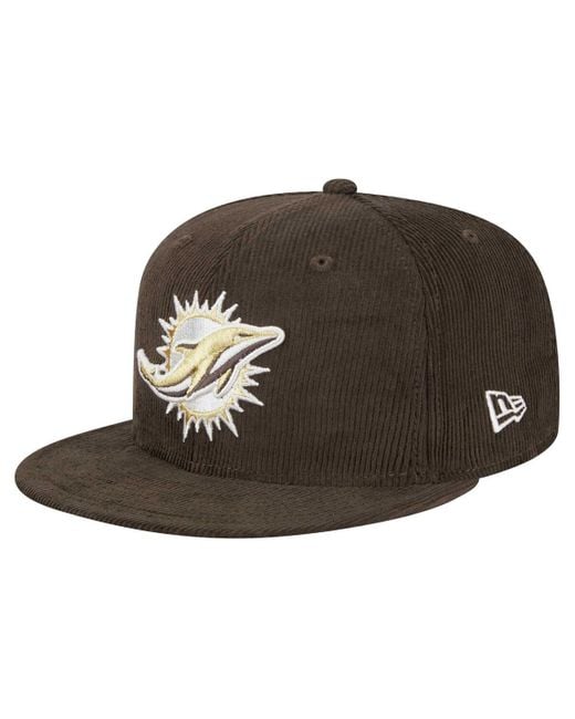 KTZ Brown Miami Dolphins Choco Cord 59fifty Fitted Hat for men
