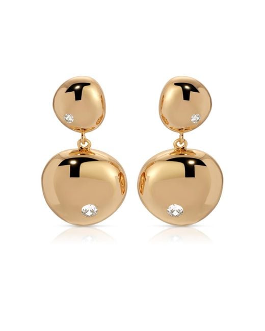 Ettika Metallic Polished Double Pebble Drop Earrings