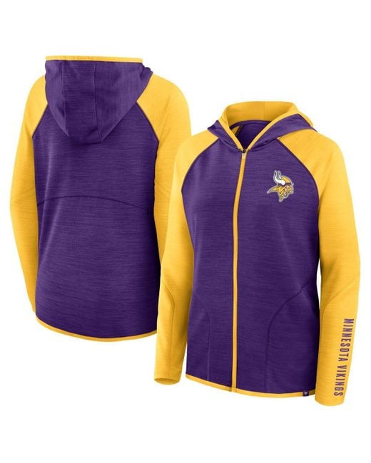 Fanatics Blue Purple/gold Minnesota Vikings Redzone End Around Pass Raglan Full-zip Hoodie