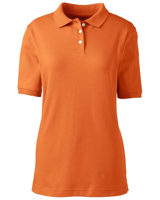 Lands' End Orange School Uniform Short Sleeve Interlock Polo Shirt