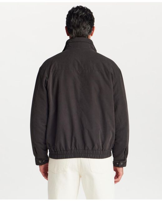 Weatherproof Black Microfiber Fleece-lined Bib Front Bomber Jacket for men