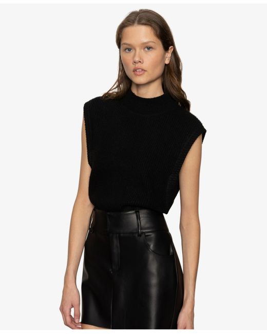 Sanctuary Black City Side Slits Vest Sweater