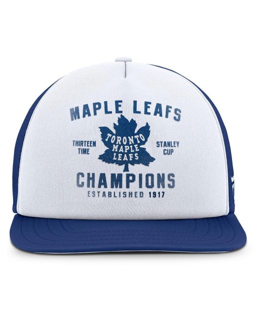 Fanatics White/blue Toronto Maple Leaf's Decades Collection Foam Front Snapback Hat for men