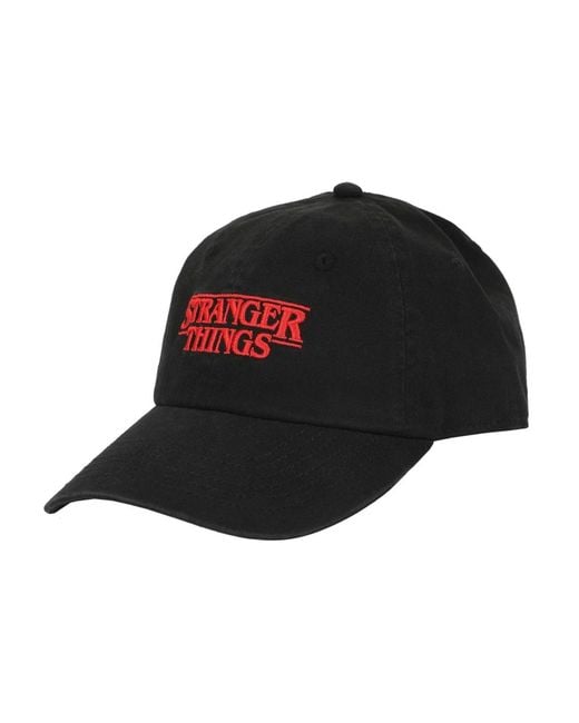 Stranger Things Logo Black Unstructured Baseball Cap. for men