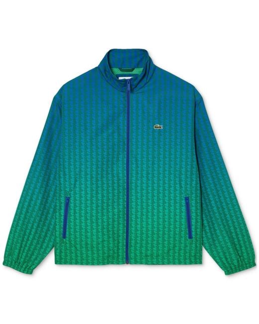 Lacoste Men's Green Zip-front Geo Pattern Jacket