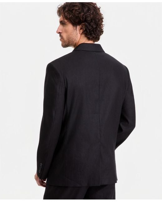 Alfani Black Linen-blend Tech Two-button Blazer for men