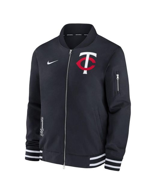 Nike Blue Minnesota Twins Authentic Collection Full-zip Bomber Jacket for men