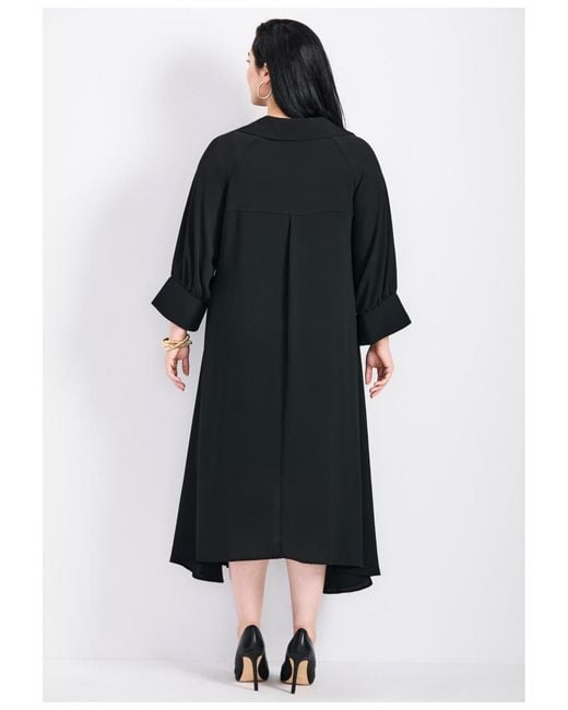 Avenue Black Parker Hanky Hem Collared Dress