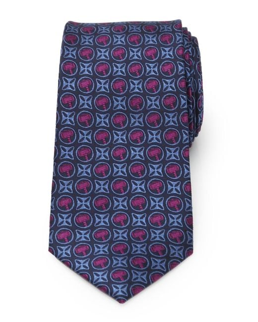 Marvel Blue Thor Hammer Tie for men
