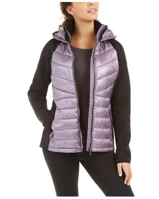 Calvin Klein Blue Performance Mixed-media Quilted Jacket