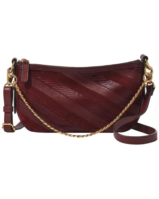 Fossil Jolie Convertible Leather Baguette Bag in Purple Lyst