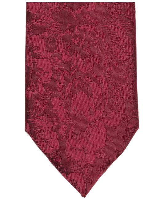BarIII Red Kingston Tonal Floral Tie for men
