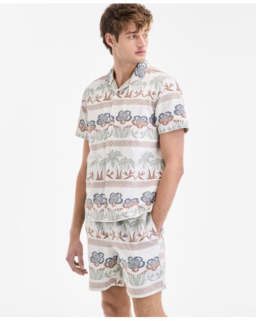 Sun & Stone White Sun + Stone Ace Short Sleeve Printed Button-front Camp Shirt for men