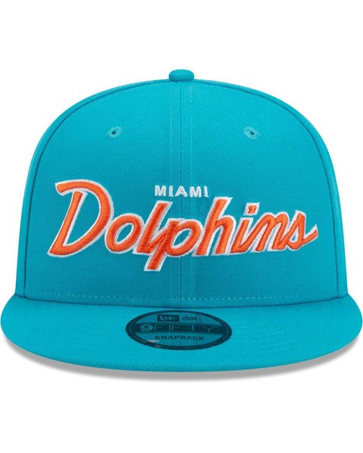 KTZ Blue Miami Dolphins Main Script 9fifty Snapback Hat for men