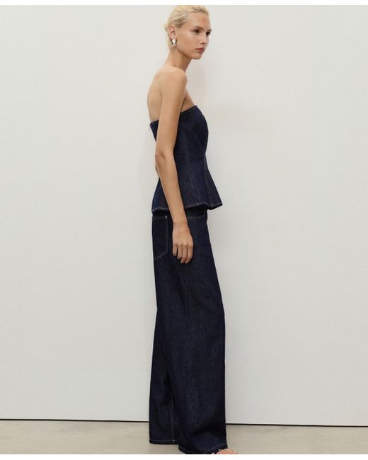 Mango Blue Denim Peplum Top
