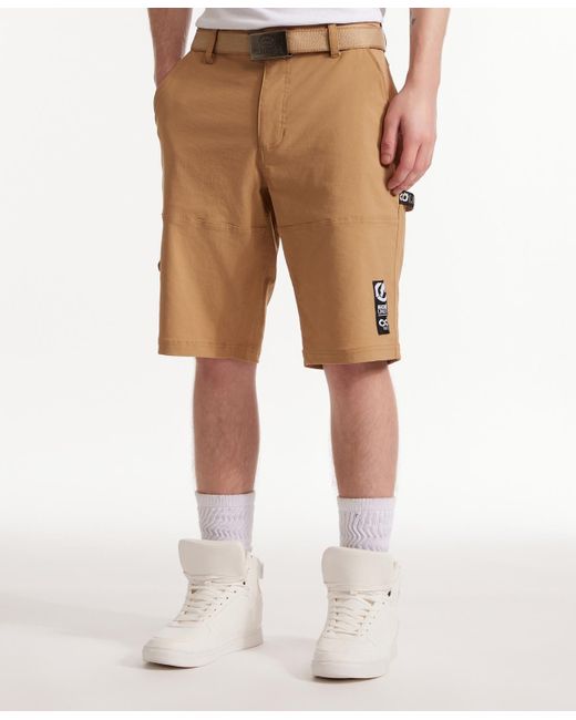 Ecko' Unltd Natural Keep Tabs On Belted Cargo Shorts for men