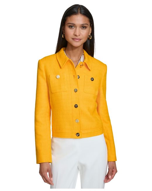 Karl Lagerfeld Yellow Paris Button-front Textured Jacket