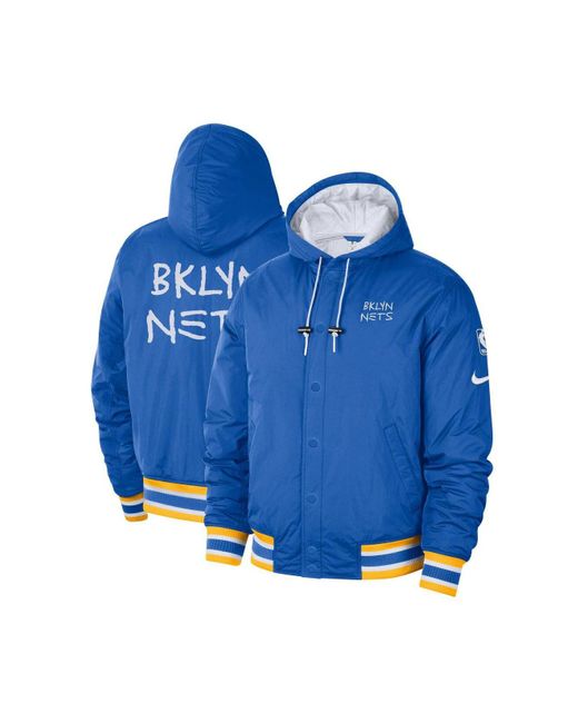 Nike Royal, White Brooklyn Nets 2022/23 City Edition Courtside Bomber