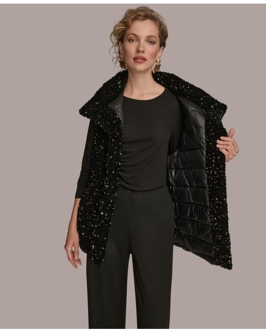 Donna Karan Black Tie Waist Sequin Vest
