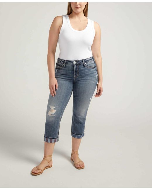 Silver Jeans Co. Blue Plus Size Suki Mid Rise Curvy Fit Capri Jean