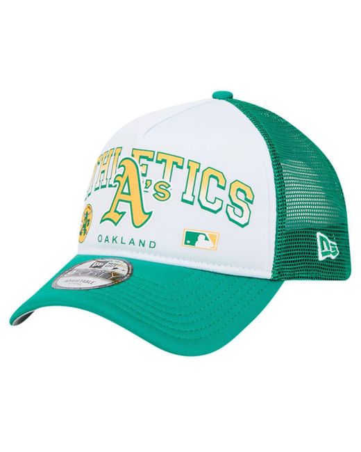 KTZ Green Oakland Athletics Retro Wordmark 9forty A-frame Trucker Adjustable Hat for men