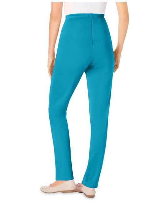Woman Within Blue Within Soft Knit Hassle-free Pull-on Elastic-waist Pants