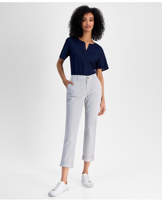 Tommy Hilfiger Women's Blue Net Rope Hampton Chino Pants