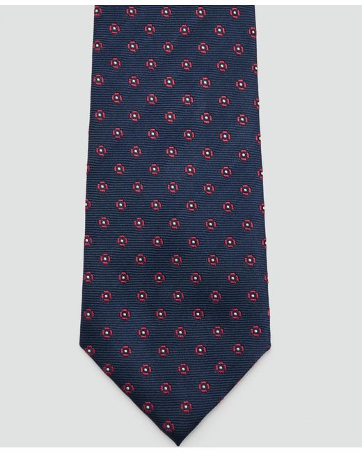 Mango Blue Flower Patterned Silk Tie for men