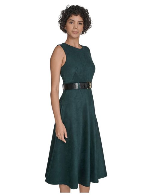 Calvin Klein Green Belted Midi Dress
